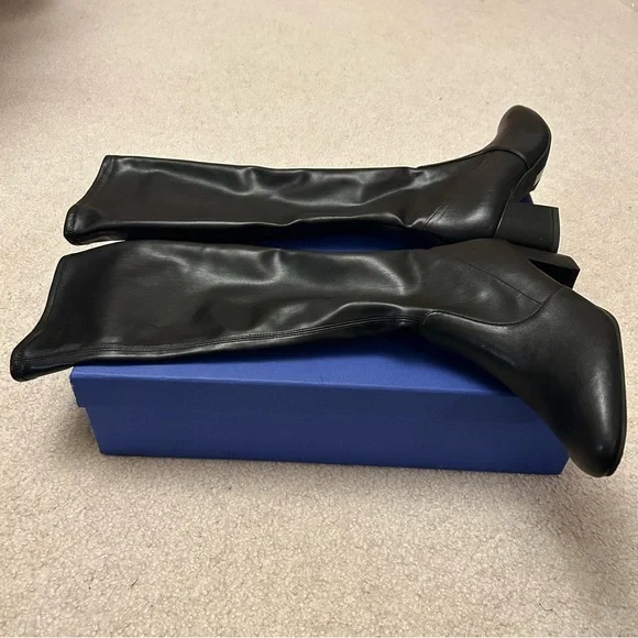 Stuart Weitzman Frannie 60 black leather Stretch knee-high boots Size 7